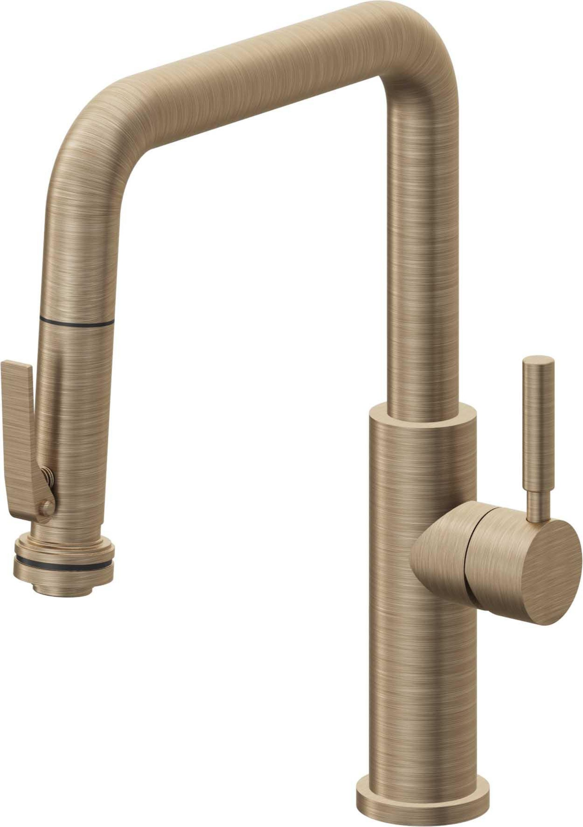 Pull-Down Kitchen Faucet with Squeeze Handle Sprayer - Quad Spout