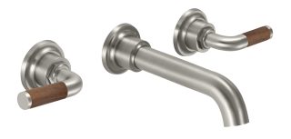 Descanso Two Handle Lavatory Wall Faucet Trim Only - Teak Lever Handle — image 1