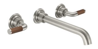 Descanso Two Handle Lavatory Wall Faucet Trim Only - Teak Lever Handle — image 1